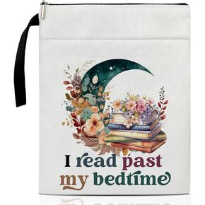 Floral Moon Books Book Cover, Book Sleeve With Zipper, Flower Floral Book Pouch Book Cover Kindle Protector Sleeve, Book Sleeve for Book Lovers, Gifts for Women Daughter Librarian Bookworm Bookish -08