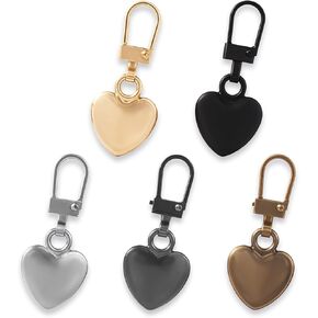 JJUNW 5Pcs Zipper Pulls Dog Paw Zipper Charms, Metal Zippers Mend Fixer Repair, Dog Footprint Keychain Zipper Tab Replacement Zipper Pull Charms, for Jewellery Making Purse Craftings (Heart Shaped)