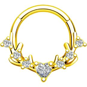 Deer Head Septum Ring 16G Septum Nose Ring 316L Stainless Steel Septum Piercing Christmas Daith Piercing Jewelry Conch Helix Earring Cartilage Earring for Women Men