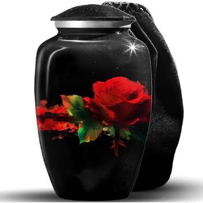 Urns for Human Ashes - Made in U.S.A Flower Urn, Cremation Urn - Funeral Urn for Ashes for Women & Man, Decorative Urns - Rose Urn, Large