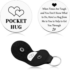 Heigebi Double Side Little Pocket Hug Token Inspirational Encouragement Gifts for Women Men Positive Affirmations Keychain Gifts for Friends Sobriety Self Love Keyring Keepsake