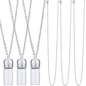 SUNNYCLUE 1 Box 10 Sets Glass Vial Necklace Making Kit Vial Necklaces Bulk Glass Bottle Charm Mini Wish Bottles Glass Vials for Jewelry Making Kits Memorial Keepsake Perfume Hair Mud Supplies