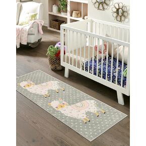 Unique Loom Whimsy Kids Collection Area Rug - Llama (Runner 2' 2" x 6' 0", Gray/ Ivory)