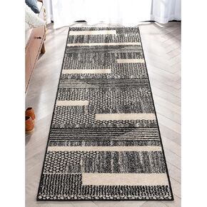 Well Woven Athena Luxury Hallway Runner– Grey Striped 2' x 7'3" Runner Rug – Ideal for Modern Indoor Decor, Effortless Elegance