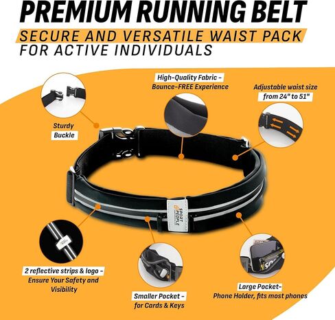 WATER-RESISTANT Running belt FOR MEN, Running fanny pack WOMEN, Running phone holder FITS MOST CELL PHONE, Running waist packs, REFLECTIVE Phone holder for running, Running bag, Money belt in Saudi Arabia