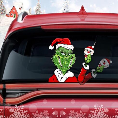Christmas Grinch Rear Wiper Sticker, Reusable Rear Windshield Wiper Decal Waving Wiper Window Sticker Exterior Decoration Accessories for Car SUV Rear Wiper Blade (Grinch) in Kuwait
