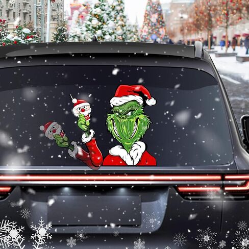 Christmas Grinch Rear Wiper Sticker, Reusable Rear Windshield Wiper Decal Waving Wiper Window Sticker Exterior Decoration Accessories for Car SUV Rear Wiper Blade (Grinch) in Kuwait