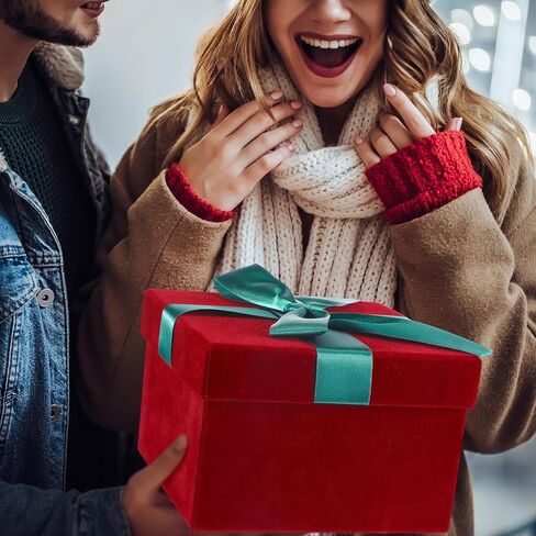 Tenceur 5 Pcs Christmas Gift Boxes Red Assorted Gift Boxes with Lids Velvet Gift Box Birthday Gift Box with Ribbon for Festival Christmas Birthday Weddings in Saudi Arabia