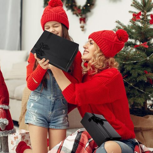 6 PCS Gift Boxes Assorted Sizes, Black Gift Box Nesting Gift Boxes with Lids Christmas Gift Box with Ribbon for Valentine's Day Christmas Birthday Wedding (6 Size) in Saudi Arabia