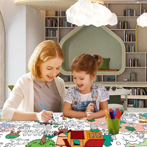 Farm Animal Giant Coloring Poster, 30 x 72 Inches Paper Coloring Tablecloth for Kids Farm Party Decorations Large Coloring Activity Poster for Kids Crafts Home School Party Suppiles (Farm Animal) in Saudi Arabia