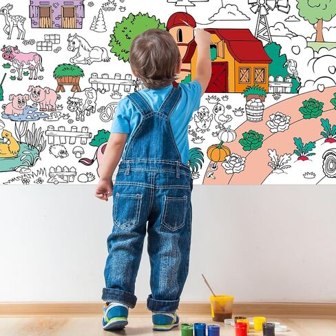 Farm Animal Giant Coloring Poster, 30 x 72 Inches Paper Coloring Tablecloth for Kids Farm Party Decorations Large Coloring Activity Poster for Kids Crafts Home School Party Suppiles (Farm Animal) in Saudi Arabia