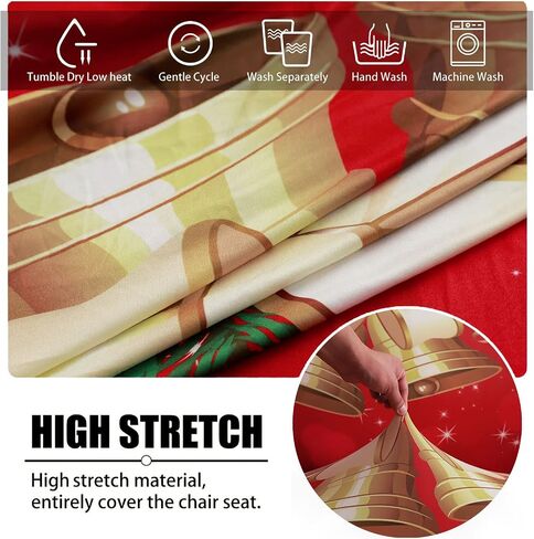 XMNTG Stretch Loveseat Sofa Slipcover 3 Pieces Christmas Theme Couch Cover Jingle Bell Printed Christmas Home Decor Removable Non Slip Washable Furniture Protector for Sitting Room Kids Dogs in Kuwait