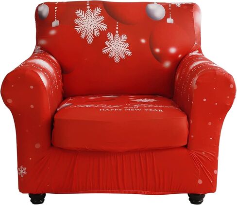 XMNTG Stretch Loveseat Sofa Slipcover 3 Pieces Christmas Theme Couch Cover Jingle Bell Printed Christmas Home Decor Removable Non Slip Washable Furniture Protector for Sitting Room Kids Dogs in Kuwait