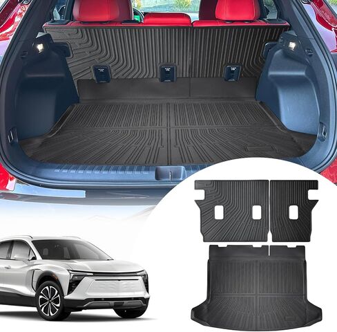 بطانات البضائع مسند الظهر حصيرة لملحقات Chevy Blazer EV 2024 (ليس لإصدار الوقود) مع خطاف وحلقة خلفي لصندوق السيارة الخلفي وغطاء خلفي للمقعد الخلفي واقٍ لجميع الأحوال الجوية وبطانة للكلاب مقسمة ومضادة للانزلاق in Kuwait