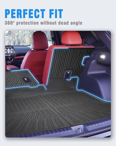 بطانات البضائع مسند الظهر حصيرة لملحقات Chevy Blazer EV 2024 (ليس لإصدار الوقود) مع خطاف وحلقة خلفي لصندوق السيارة الخلفي وغطاء خلفي للمقعد الخلفي واقٍ لجميع الأحوال الجوية وبطانة للكلاب مقسمة ومضادة للانزلاق in Kuwait