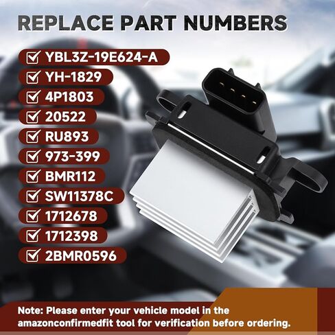 مقاوم محرك منفاخ HVAC مقاوم وحدة التحكم في منفاخ التيار المتردد مناسب لفورد F150 2009-2014 مناسب لفورد إكسبيديشن لينكولن نافيجاتو 2009-2017 مع التحكم التلقائي في درجة الحرارة BL3Z19E624A in Kuwait