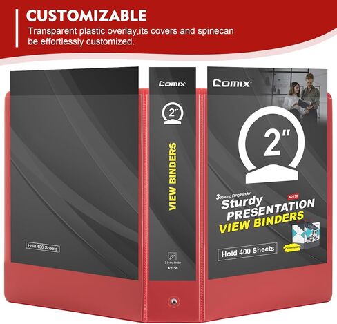 COMIX 3 Ring Binder 1 inch with Clear View Cover, 1" View Binder Holds 200 Sheets of US Letter Size Paper, 6 Pack (Dark Blue) in Saudi Arabia