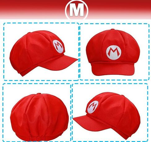Novelty Mari and Luigi Costume for Adult,Women and Men - Complete Halloween & Cosplay Accessory Set with Hat, Mustache, Gloves, Buttons, and Suspenders, Standard, Red in Saudi Arabia