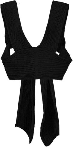 JUMISEE Women's Sexy Wrap Around Strappy Crop Top Knit Multi Wear Sweater Tank Tops Sleeveless Bandage Vest in Kuwait