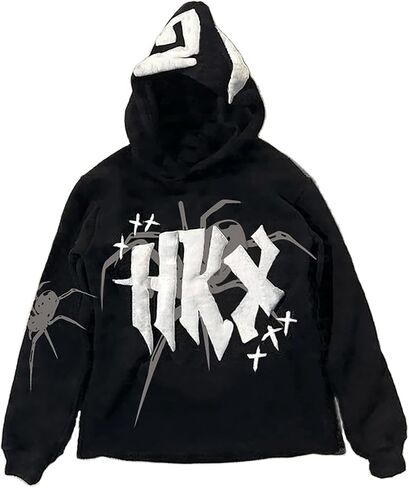 Amiblvowa Y2K Hoodie Men Women Spider Letter Graphic Hoodies Vintage Aesthetic Grunge Sweatshirt Pullover Harajuku Jacket in Saudi Arabia