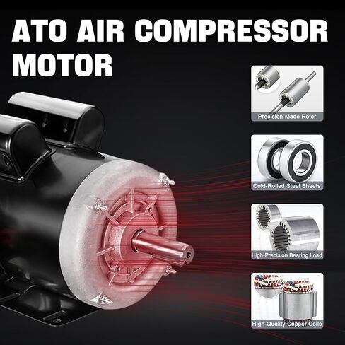 ATO 1 hp (0.75 kW) Air Compressor Motor, 115/ 230V, 5/8" Shaft Low Noise Air Compressor Electric Motor CW/CCW Rotation,for Air Compressor General Equipment in Kuwait