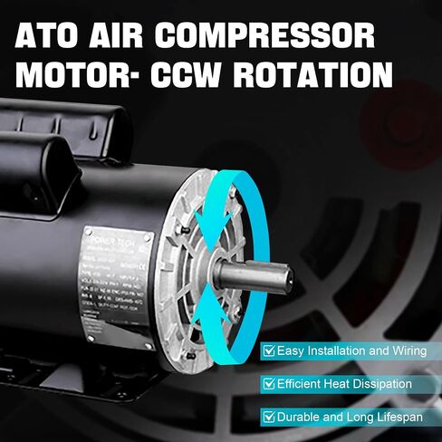 ATO 1 hp (0.75 kW) Air Compressor Motor, 115/ 230V, 5/8" Shaft Low Noise Air Compressor Electric Motor CW/CCW Rotation,for Air Compressor General Equipment in Kuwait