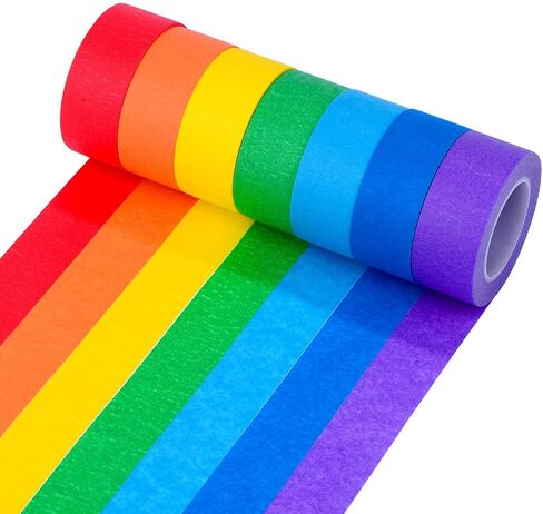 Colored Masking Tape 1 Inch* 7rolls 298Feet painters tape Colorful Craft Tape Christmas Gifts Color Painters Tape Colorful Marking Tape Rainbow Labeling Tapes for Crafts Moving Classroom,7 Colors in Saudi Arabia