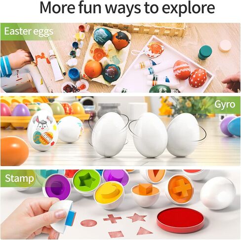 TEMI Toddler Chicken Easter Eggs Toys - Color Matching Game Shape Sorter with 6 Toy Eggs for Kids, Fine Motor Skills Sensory Toys, Montessori Educational Toys Easter Gifts for 3 4 5 6 Girls Boys Baby in Kuwait