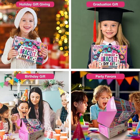 Dupamind Friendship Charm Bracelet Making Kit for Girls 2800 PCS, Glow in The Dark Beads, Pony Beads, Rainbow Beads, Letter & Heart Beads, 20 Meter Elastic Threads, Craft Gift for Kids, Birthday Party in Saudi Arabia