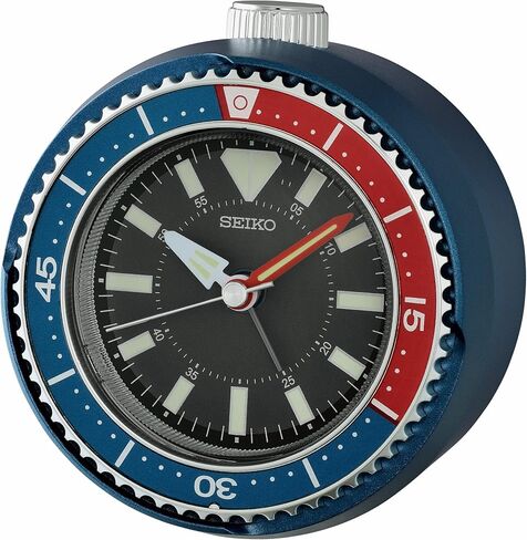 Seiko Mai Modern Non Ticking Bedroom Alarm Clock, 4 Inch, Metallic Blue/Red in Kuwait