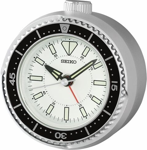 Seiko Mai Modern Non Ticking Bedroom Alarm Clock, 4 Inch, Metallic Blue/Red in Kuwait