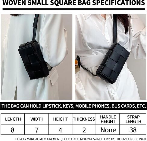 VIRVAR Mini Woven Belt Bag with Women's PU Leather Woven Small Fanny Pack, Woven Small Square Bag 7.3 * 4 * 2.6 Inch (Apricot) in Saudi Arabia