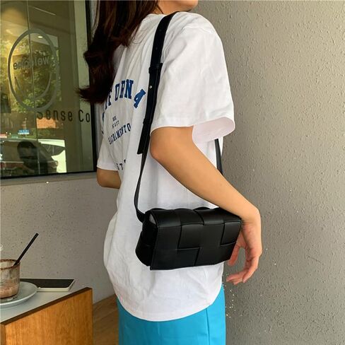 VIRVAR Mini Woven Belt Bag with Women's PU Leather Woven Small Fanny Pack, Woven Small Square Bag 7.3 * 4 * 2.6 Inch (Apricot) in Saudi Arabia