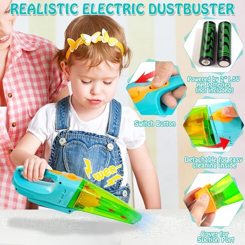 HELLOWOOD Kids Cleaning Set, 8pcs Housekeeping Play Set Includes Broom Mop Duster Dustpan Brushes Rag and Organizing Stand, Cleaning Toys Gift for Toddlers Girls Boys Age 3-6, Solid Beech Wood in Saudi Arabia