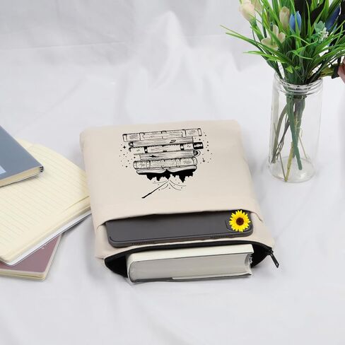 JNIAP Wizard Magical Book Sleeve with Zipper Pocket for Book Lovers Wizard Gift Book Cover Protector Pouch for Hardcover Paperback Librarian Bookish Bookworm Gift Reading Lover Reader Gift in Saudi Arabia