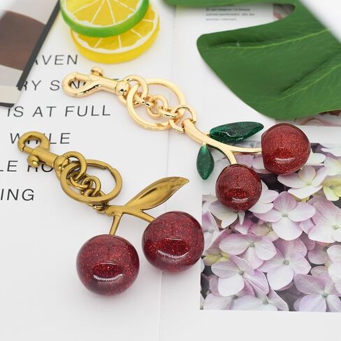 HOSBY Cute Cherry Keychains for Women, Sparkling Bag Charm Key chain Car Key Bag Purse Wallet Handbag Accessories Decoration in Kuwait