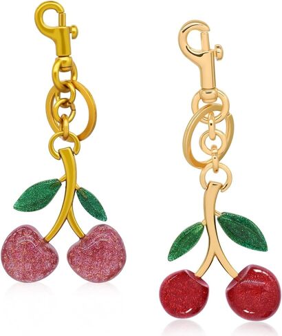 HOSBY Cute Cherry Keychains for Women, Sparkling Bag Charm Key chain Car Key Bag Purse Wallet Handbag Accessories Decoration in Kuwait