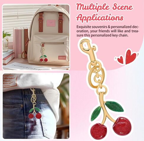 HOSBY Cute Cherry Keychains for Women, Sparkling Bag Charm Key chain Car Key Bag Purse Wallet Handbag Accessories Decoration in Kuwait