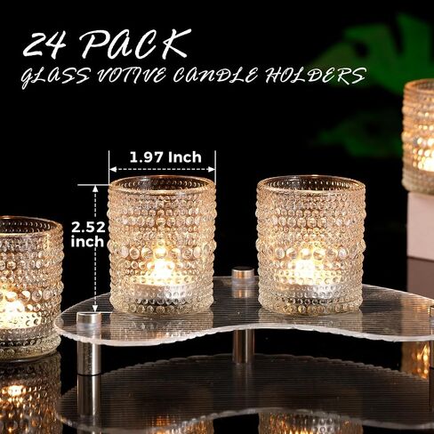 Tea Lights Candle Holder Set of 24, Clear Glass Votive Candle Holders for Table Centerpiece, Wedding Party, Christmas, Home Decor in Saudi Arabia