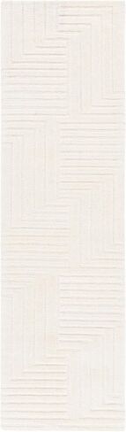 سجادة SAFAVIEH Ebony Collection Runner - 2'3" x 8'، عاجية، تصميم هندسي، مثالية للمناطق ذات حركة المرور العالية في المدخل والمطبخ والحمام (EBN802A-28) in Saudi Arabia