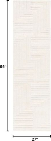 سجادة SAFAVIEH Ebony Collection Runner - 2'3" x 8'، عاجية، تصميم هندسي، مثالية للمناطق ذات حركة المرور العالية في المدخل والمطبخ والحمام (EBN802A-28) in Saudi Arabia