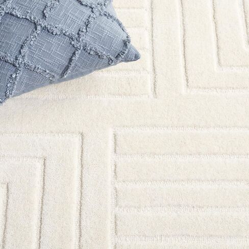 سجادة SAFAVIEH Ebony Collection Runner - 2'3" x 8'، عاجية، تصميم هندسي، مثالية للمناطق ذات حركة المرور العالية في المدخل والمطبخ والحمام (EBN802A-28) in Saudi Arabia
