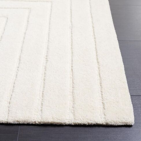 سجادة SAFAVIEH Ebony Collection Runner - 2'3" x 8'، عاجية، تصميم هندسي، مثالية للمناطق ذات حركة المرور العالية في المدخل والمطبخ والحمام (EBN802A-28) in Saudi Arabia