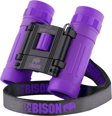 BeBison Binoculars for Kids and Adults - 8x21 High Resolution Real Optics - Compact Folding Shockproof Kids Binoculars for Bird Watching - Spy Games - Outdoor Play for Boys and Girls in Saudi Arabia