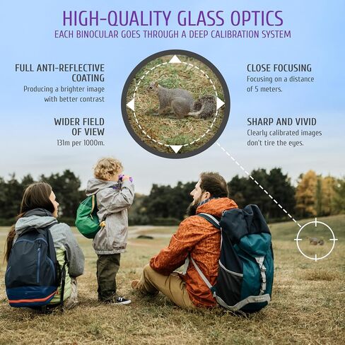 BeBison Binoculars for Kids and Adults - 8x21 High Resolution Real Optics - Compact Folding Shockproof Kids Binoculars for Bird Watching - Spy Games - Outdoor Play for Boys and Girls in Saudi Arabia