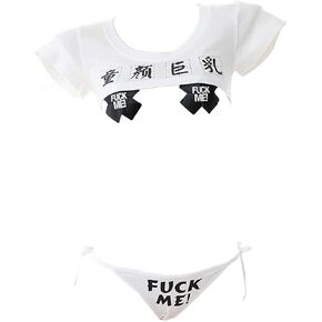 SINMIUANIME Womens Japanese lingerie sexy top cheeky Underwear Anime role-playing lingerie Set