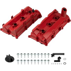 maXpeedingrods Upgrade Aluminum Cylinder Head Engine Valve Cover Left & Right, for Infiniti FX35 G35 M35, for Nissan 350Z, VQ35DE 3.5L V6 2003-2008, Replace# 13264-AM610, 13264-AM600, with Gasket Kit