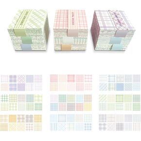 9 Pack Non-Sticky Notes,Aesthetic Blank Memo,Scrapbook Supplies Lattice Element Cube Not Sticky Origami Paper, Paper Note Pads Memo for Office Home Notebook Supplies,1800 Sheets,3 x 3 Inch.