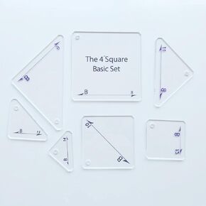 YICBOR 7pcs Perfect Patchwork Rulers and Templates Set, The 4 inch(10CM) Square Basic Set B