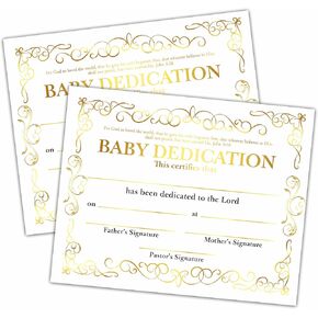 Baptism Certificates, Baptism Certificates for Church, Baby Dedication Certificates, Golden Border Certificates for Baptism Supplies for Baby Boy Girl, Certificates of Recognition dd13